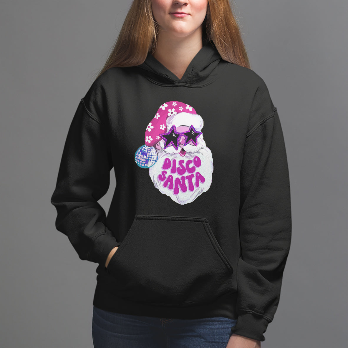 Funny Pink Santa Retro Groovy Funky Disco Christmas Cool Sunglass Hoodie - Wonder Print Shop