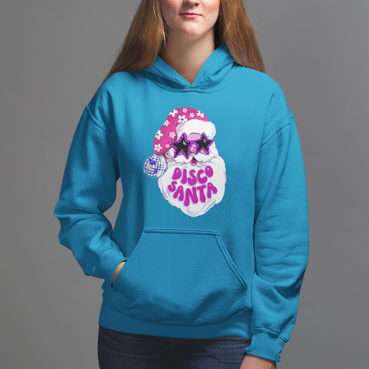 Funny Pink Santa Retro Groovy Funky Disco Christmas Cool Sunglass Hoodie - Wonder Print Shop