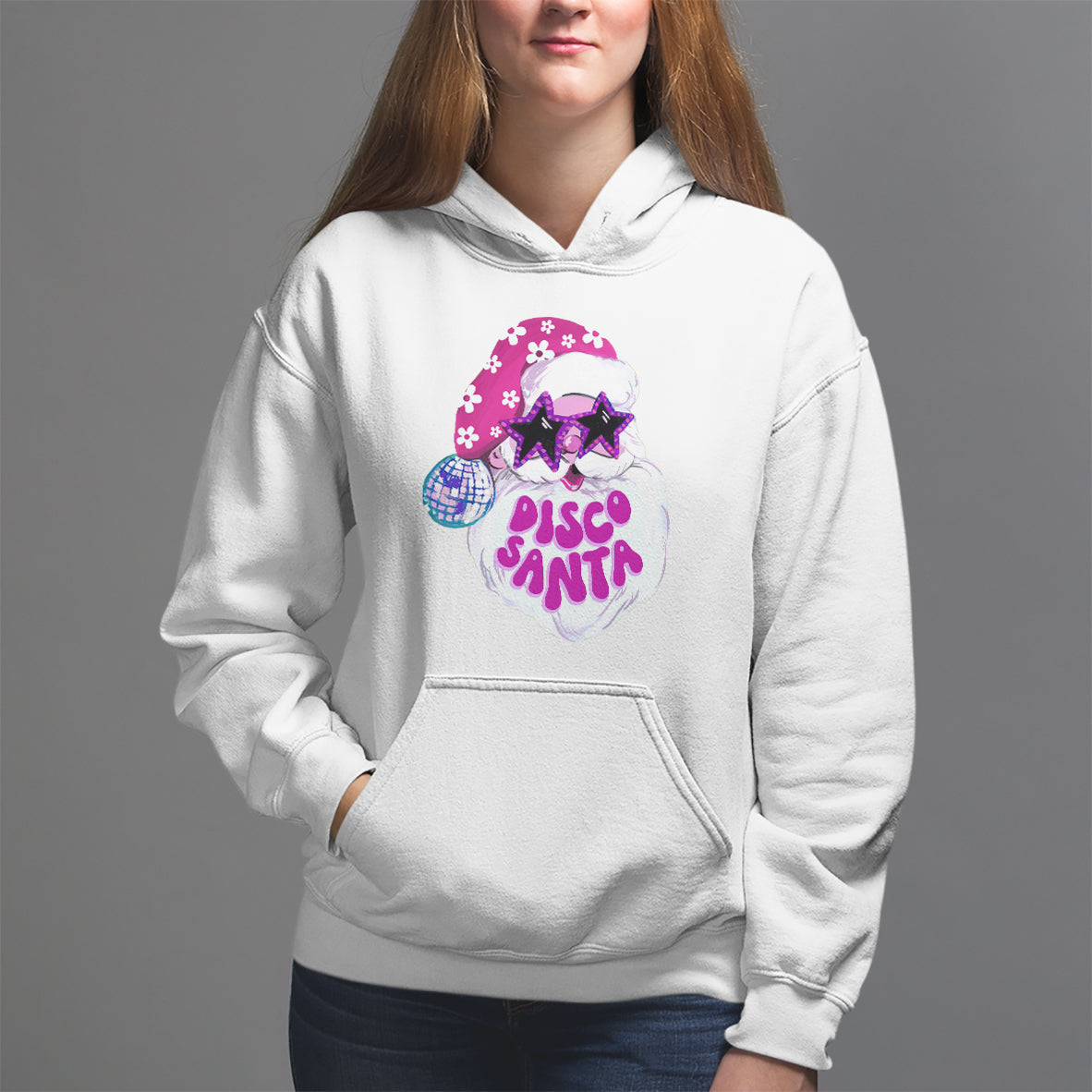 Funny Pink Santa Retro Groovy Funky Disco Christmas Cool Sunglass Hoodie - Wonder Print Shop