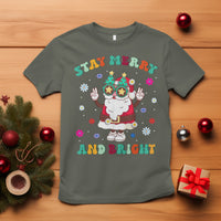 Stay Marry and bright Groovy Christmas Hippie Santa Clause T Shirt - Wonder Print Shop