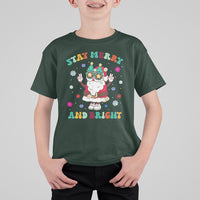 Stay Marry and bright Groovy Christmas Hippie Santa Clause T Shirt For Kid - Wonder Print Shop