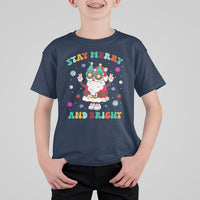 Stay Marry and bright Groovy Christmas Hippie Santa Clause T Shirt For Kid - Wonder Print Shop