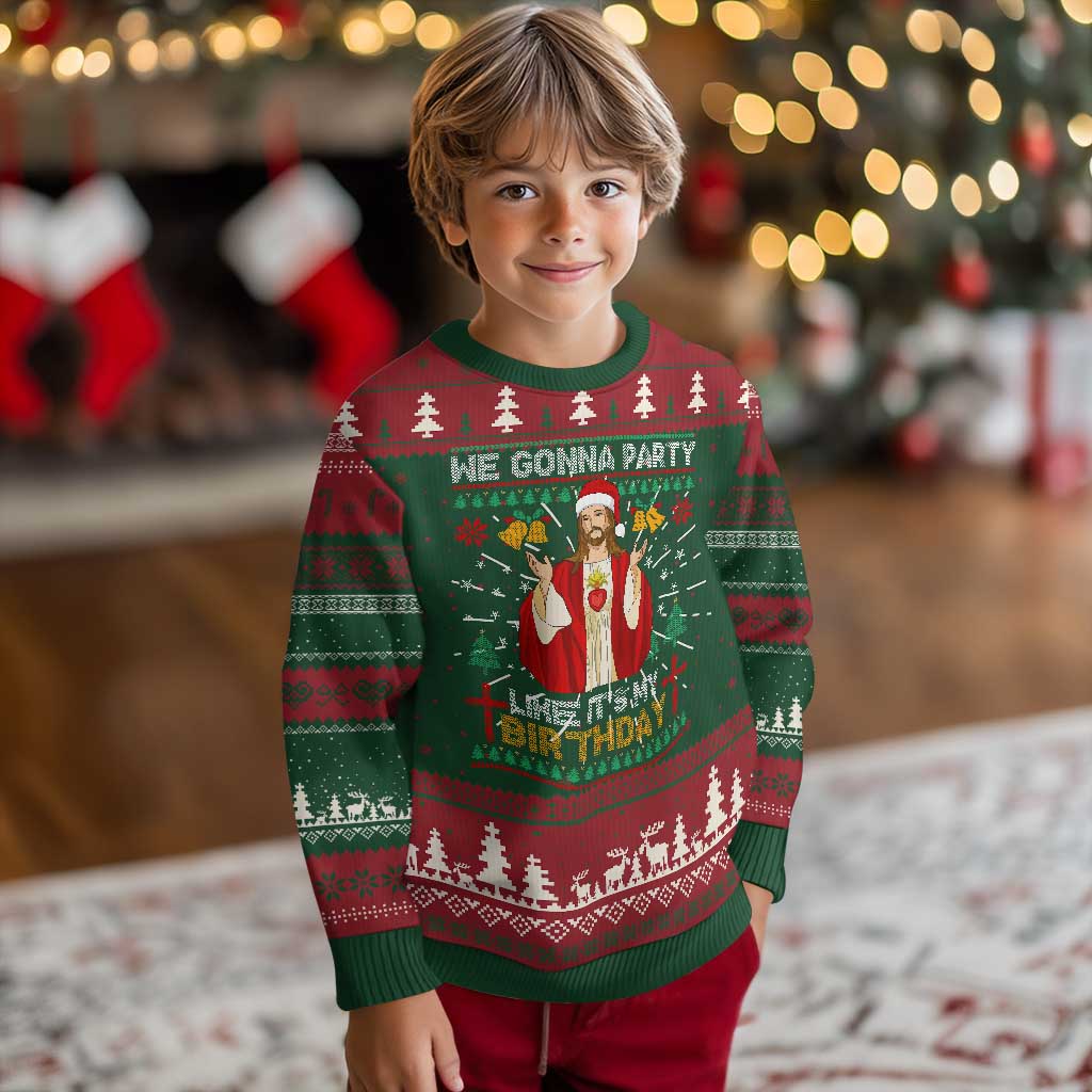 Funny Jesus Birthday Ugly Christmas Sweater We Gonna Party Like It's My Birthday Xmas - Wonder Print Shop