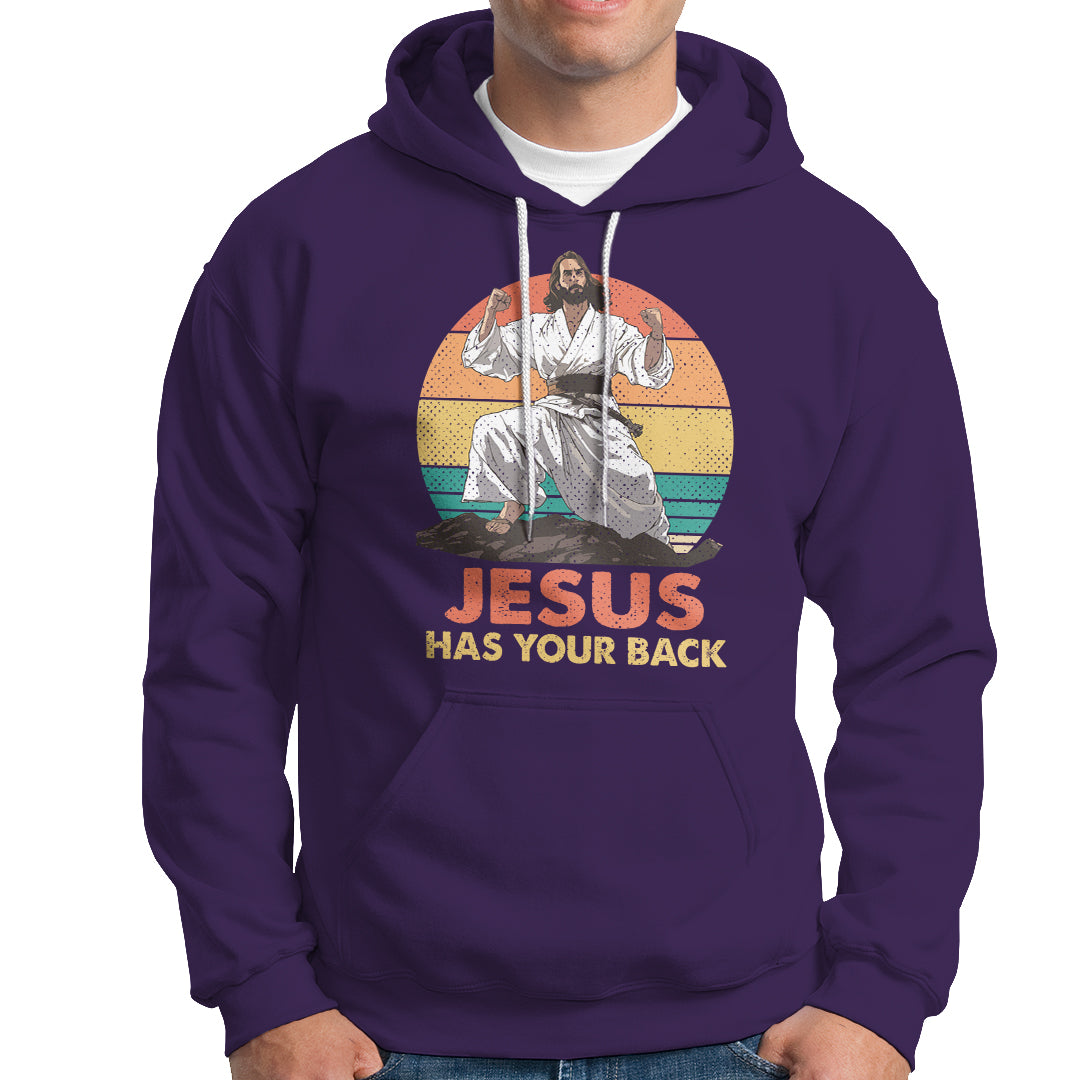 Jesus Has Your Back Jitsu Retro Christian Hoodie - Wonder Print Shop