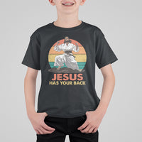 Jesus Has Your Back Jitsu Retro Christian T Shirt For Kid - Wonder Print Shop