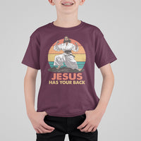 Jesus Has Your Back Jitsu Retro Christian T Shirt For Kid - Wonder Print Shop