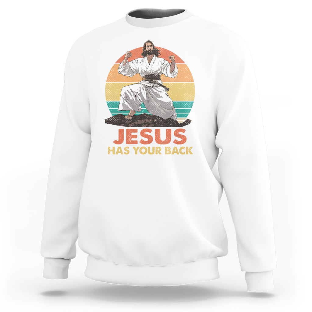 Jesus Has Your Back Jitsu Retro Christian Sweatshirt - Wonder Print Shop