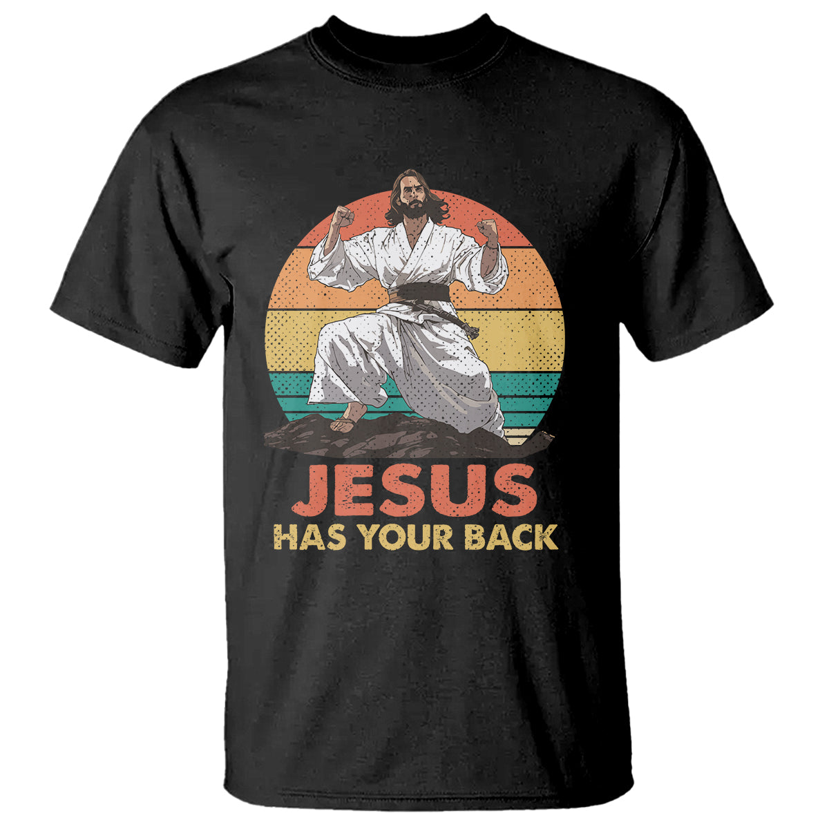 Jesus Has Your Back Jitsu Retro Christian T Shirt - Wonder Print Shop
