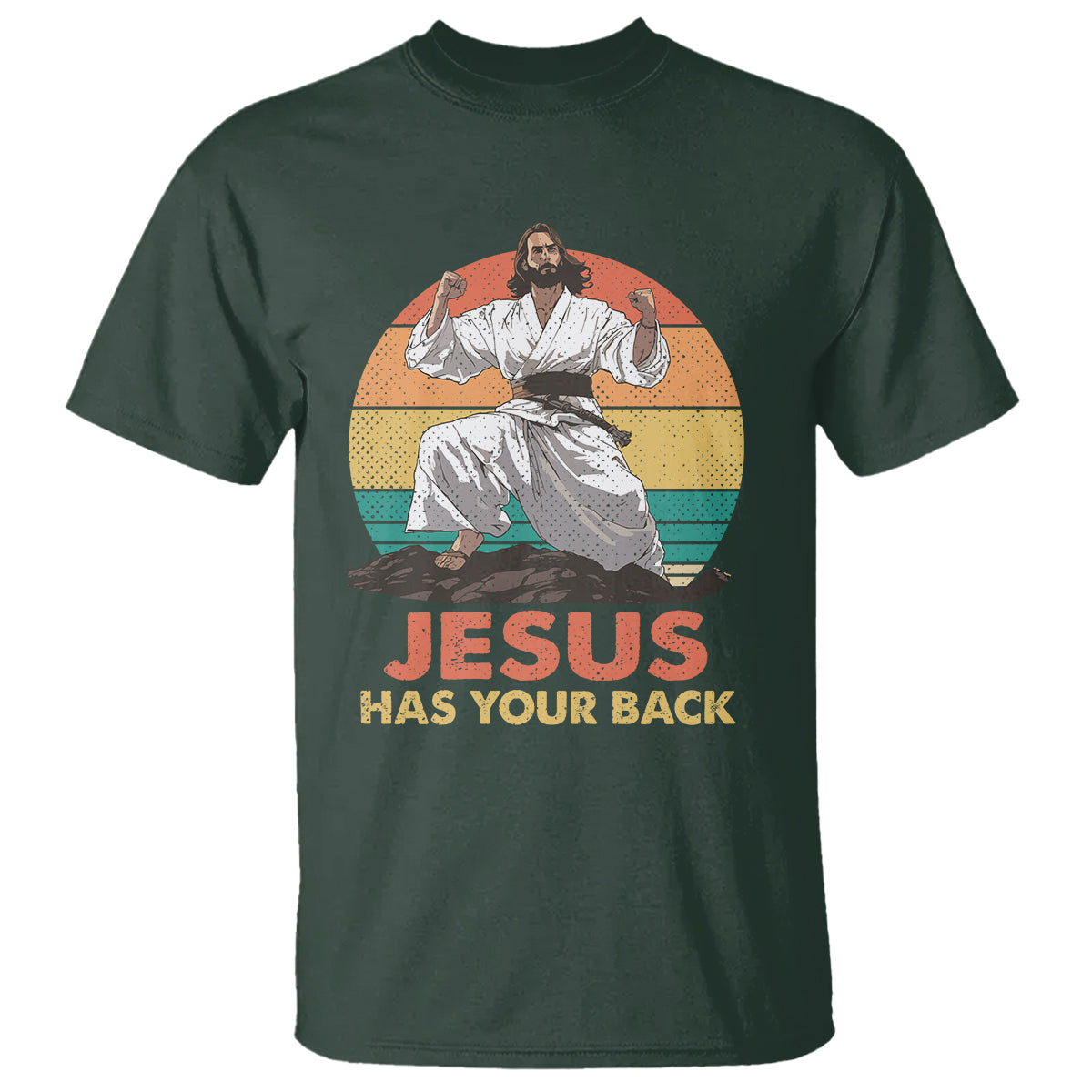 Jesus Has Your Back Jitsu Retro Christian T Shirt - Wonder Print Shop