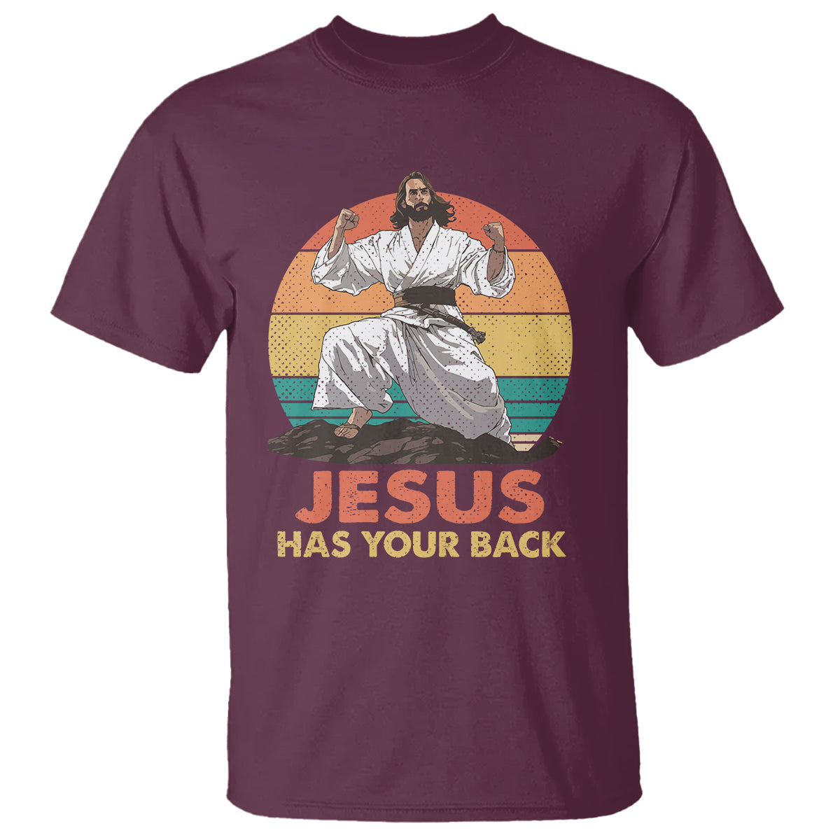 Jesus Has Your Back Jitsu Retro Christian T Shirt - Wonder Print Shop