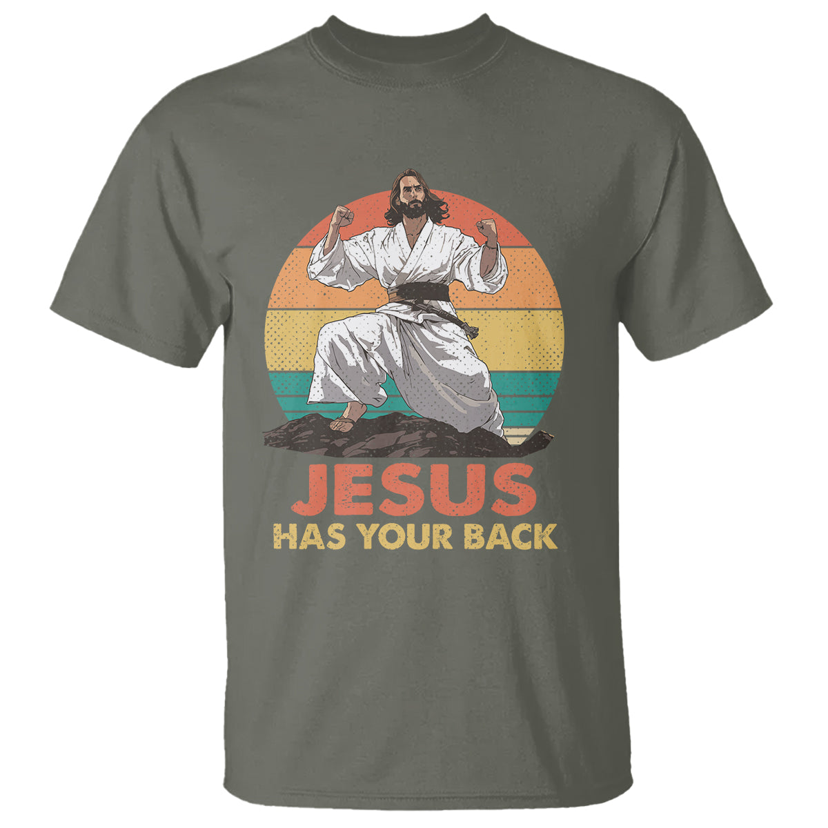 Jesus Has Your Back Jitsu Retro Christian T Shirt - Wonder Print Shop