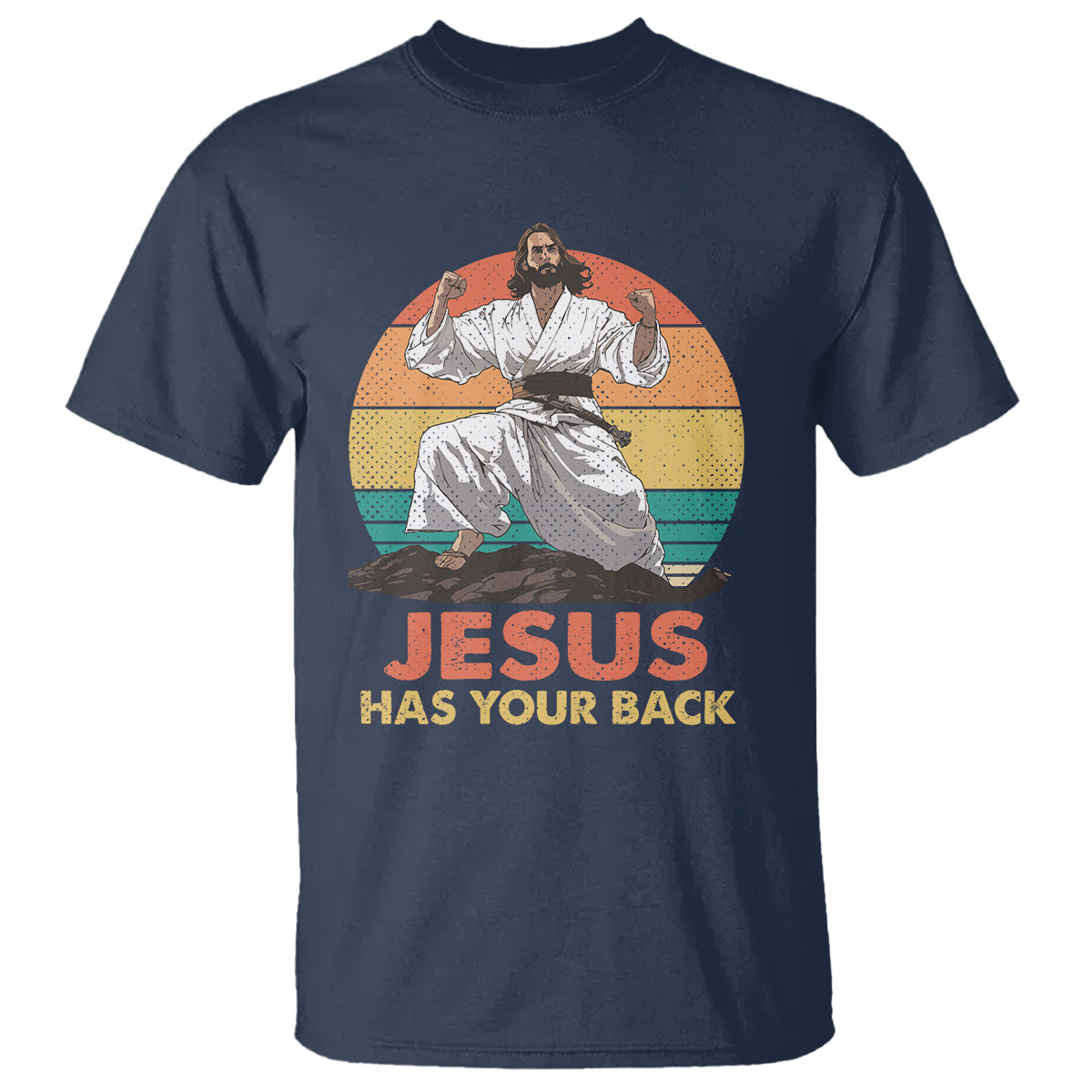 Jesus Has Your Back Jitsu Retro Christian T Shirt - Wonder Print Shop