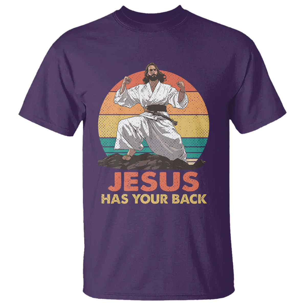 Jesus Has Your Back Jitsu Retro Christian T Shirt - Wonder Print Shop