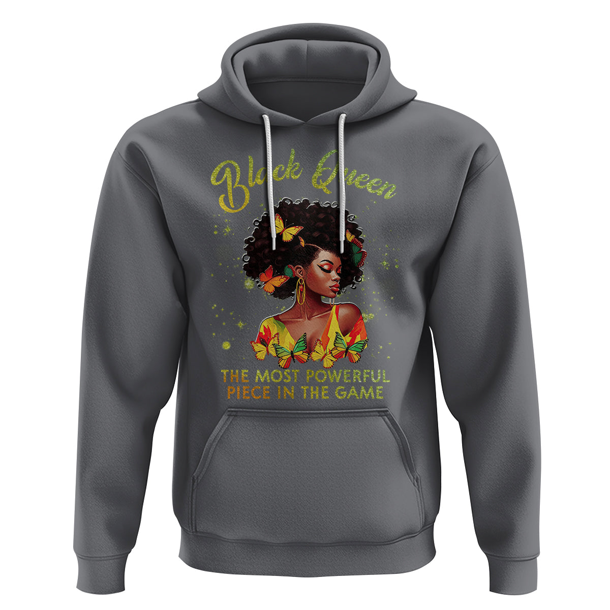 Black Queen The Most Powerful Piece In The Game Melanin Girl Butterfly Hoodie - Wonder Print Shop