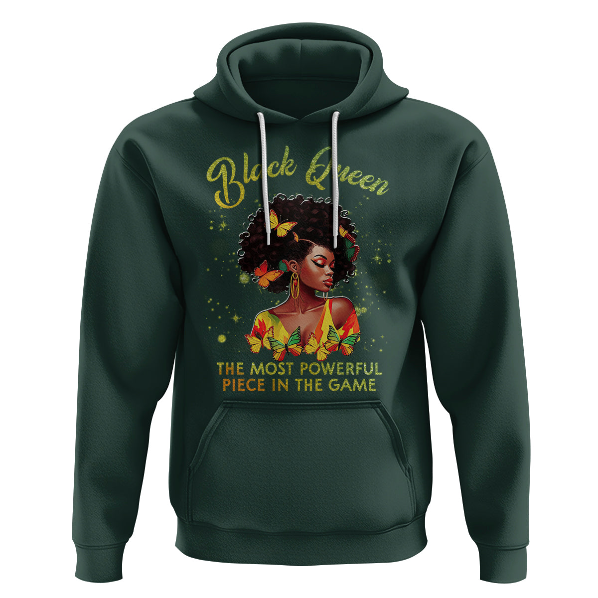 Black Queen The Most Powerful Piece In The Game Melanin Girl Butterfly Hoodie - Wonder Print Shop
