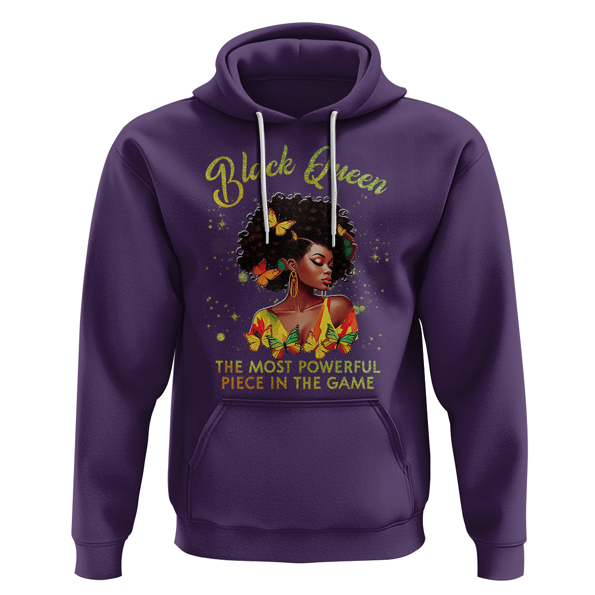 Black Queen The Most Powerful Piece In The Game Melanin Girl Butterfly Hoodie - Wonder Print Shop