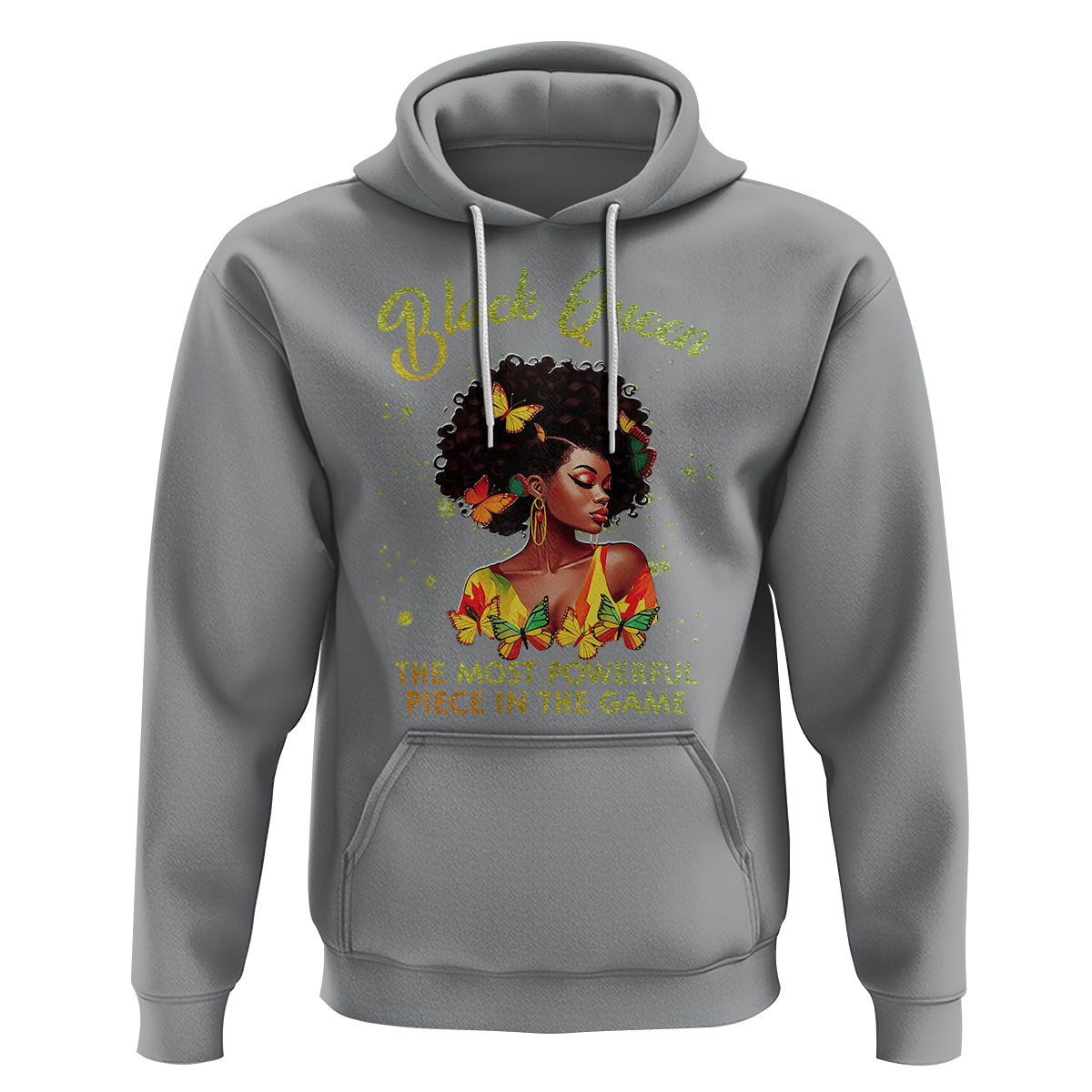 Black Queen The Most Powerful Piece In The Game Melanin Girl Butterfly Hoodie - Wonder Print Shop