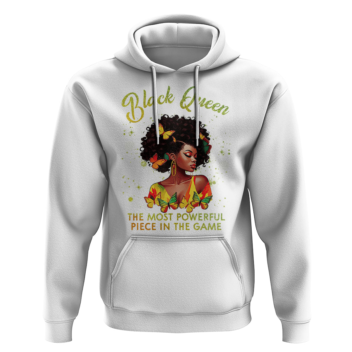 Black Queen The Most Powerful Piece In The Game Melanin Girl Butterfly Hoodie - Wonder Print Shop