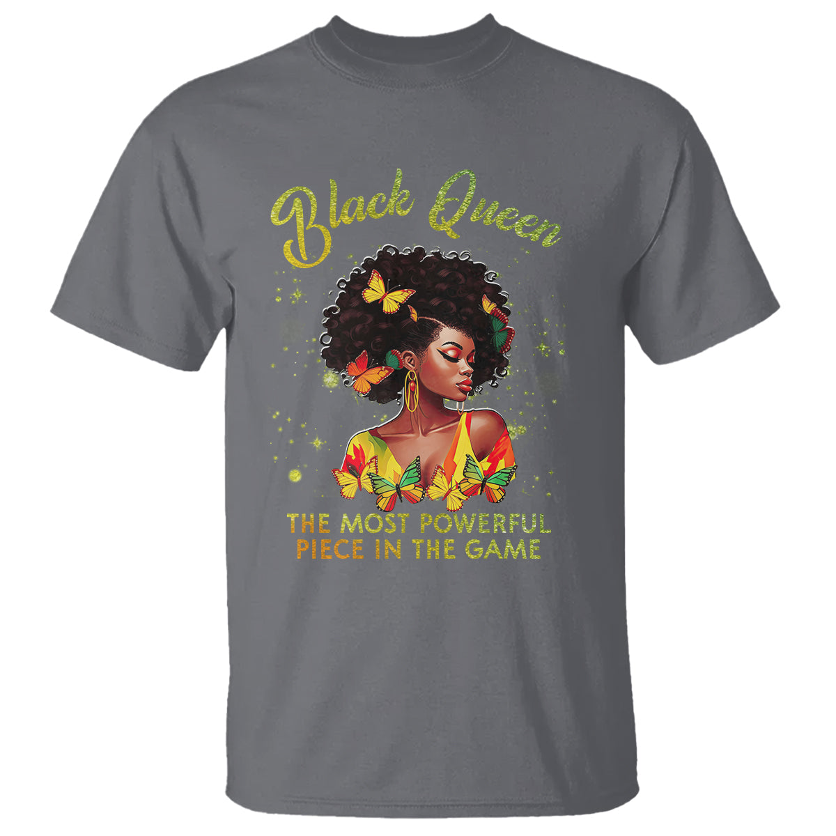 Black Queen The Most Powerful Piece In The Game Melanin Girl Butterfly T Shirt - Wonder Print Shop