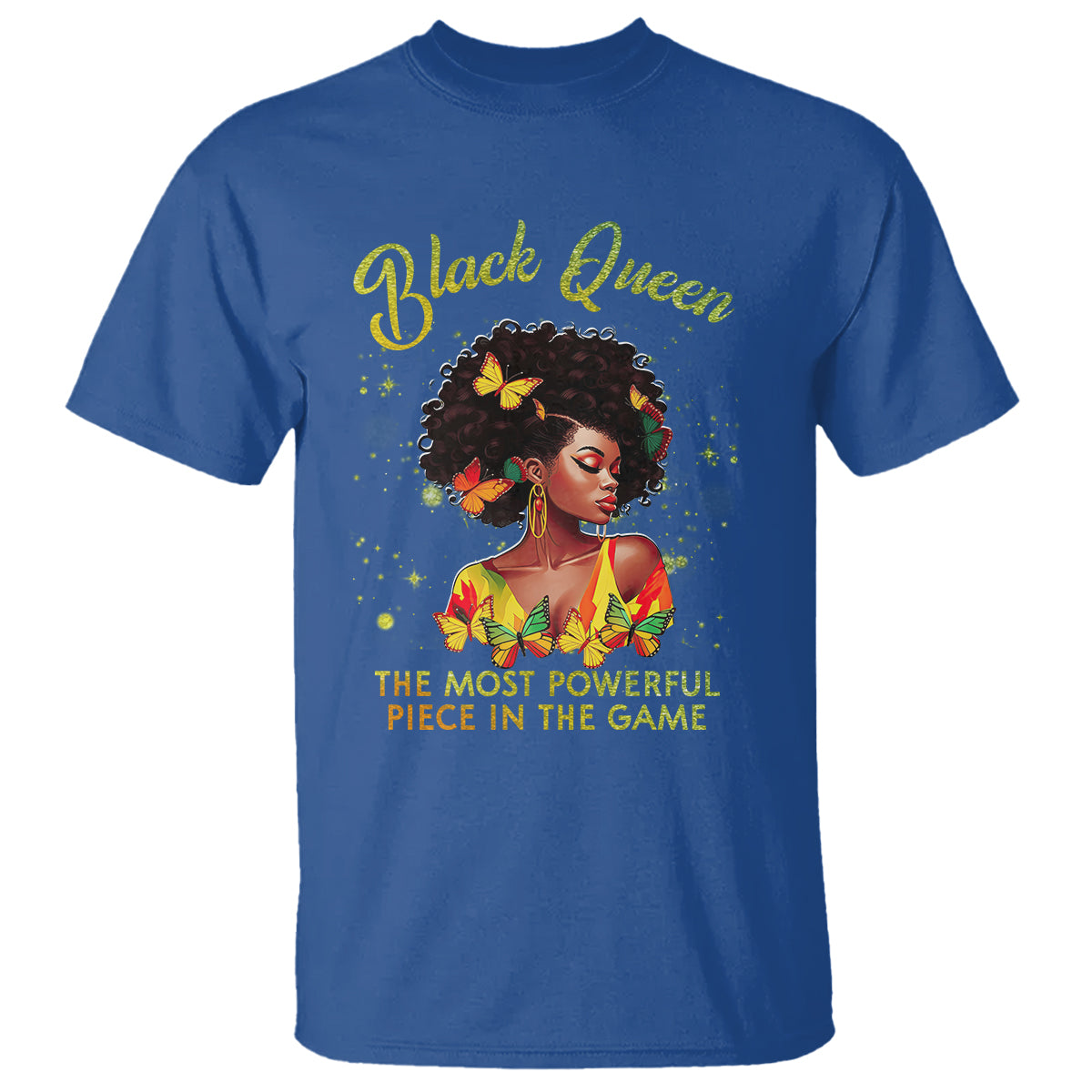 Black Queen The Most Powerful Piece In The Game Melanin Girl Butterfly T Shirt - Wonder Print Shop