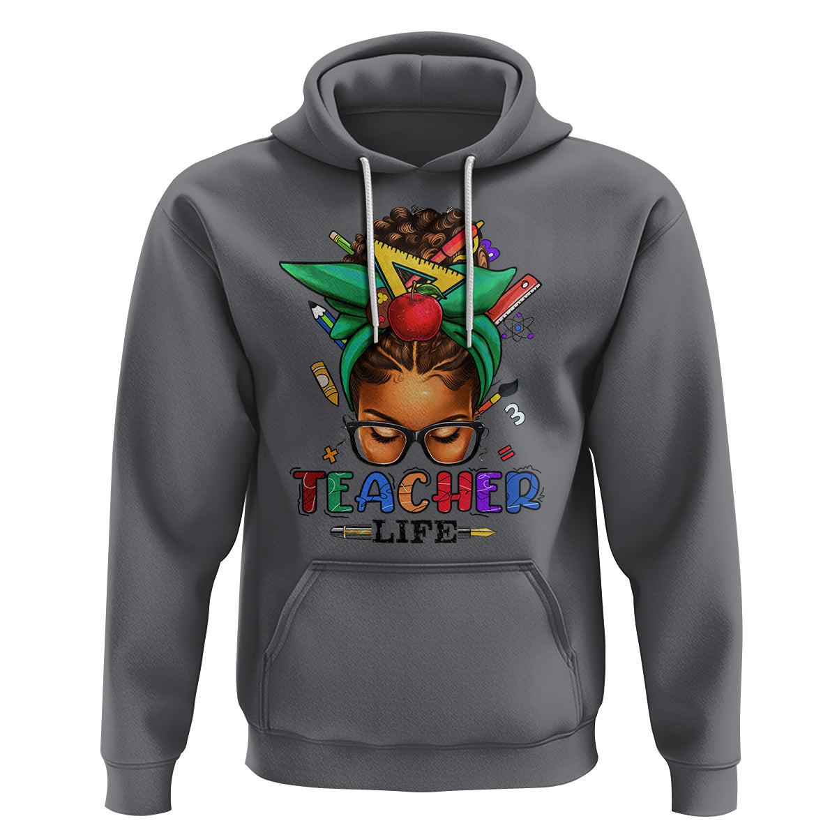 Black Teacher Life Messy Bun African American Educate Hoodie - Wonder Print Shop