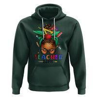 Black Teacher Life Messy Bun African American Educate Hoodie - Wonder Print Shop