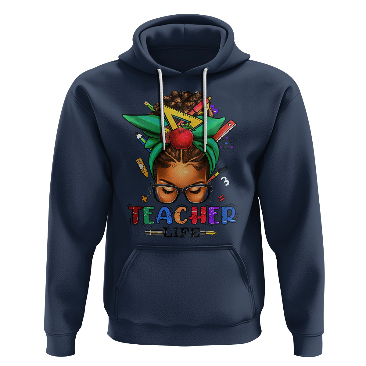 Black Teacher Life Messy Bun African American Educate Hoodie - Wonder Print Shop