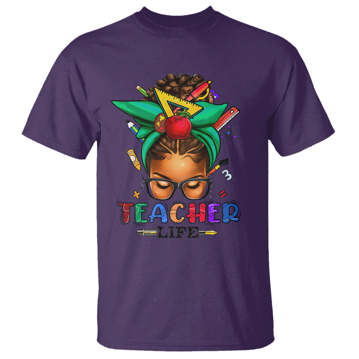 Black Teacher Life Messy Bun African American Educate T Shirt - Wonder Print Shop