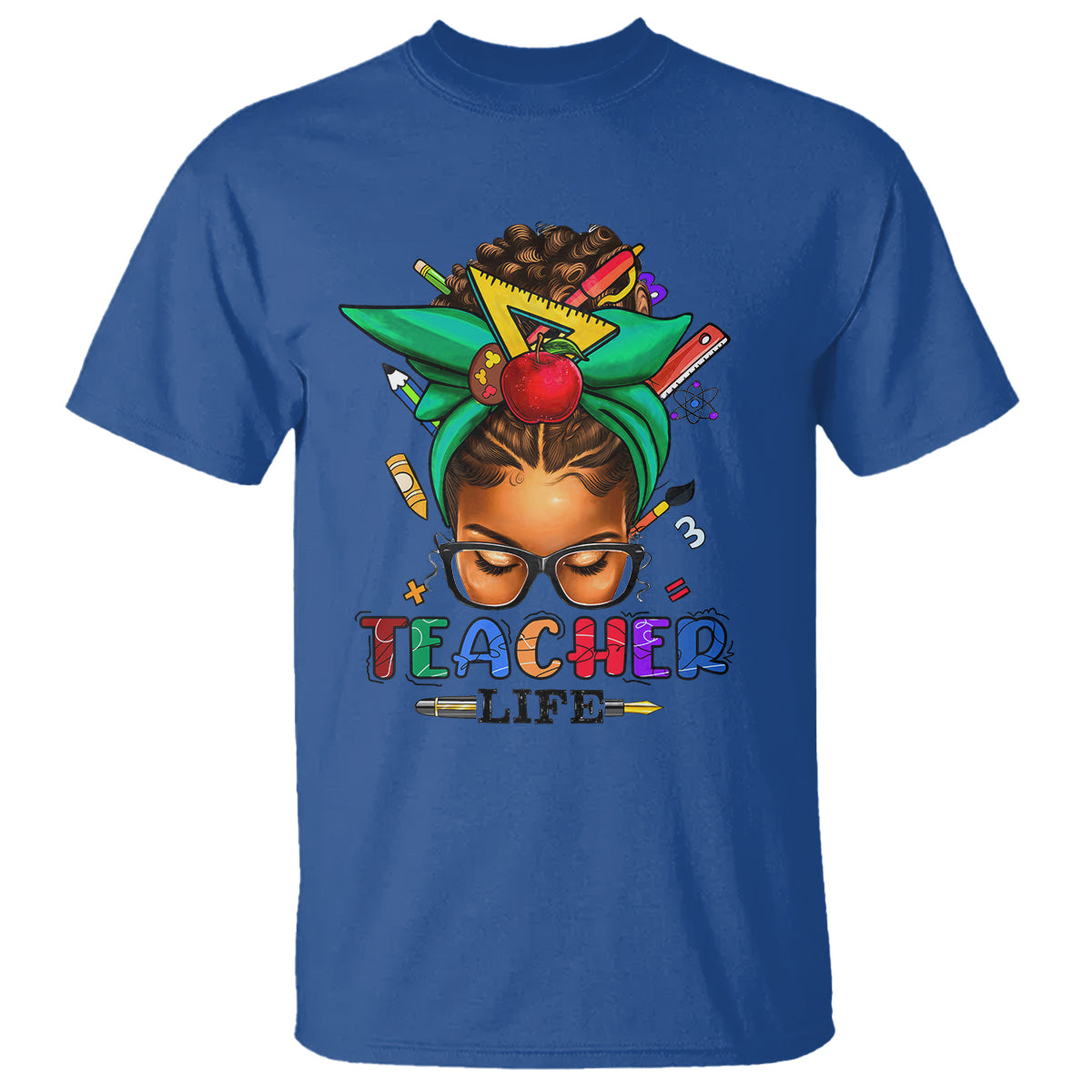 Black Teacher Life Messy Bun African American Educate T Shirt - Wonder Print Shop