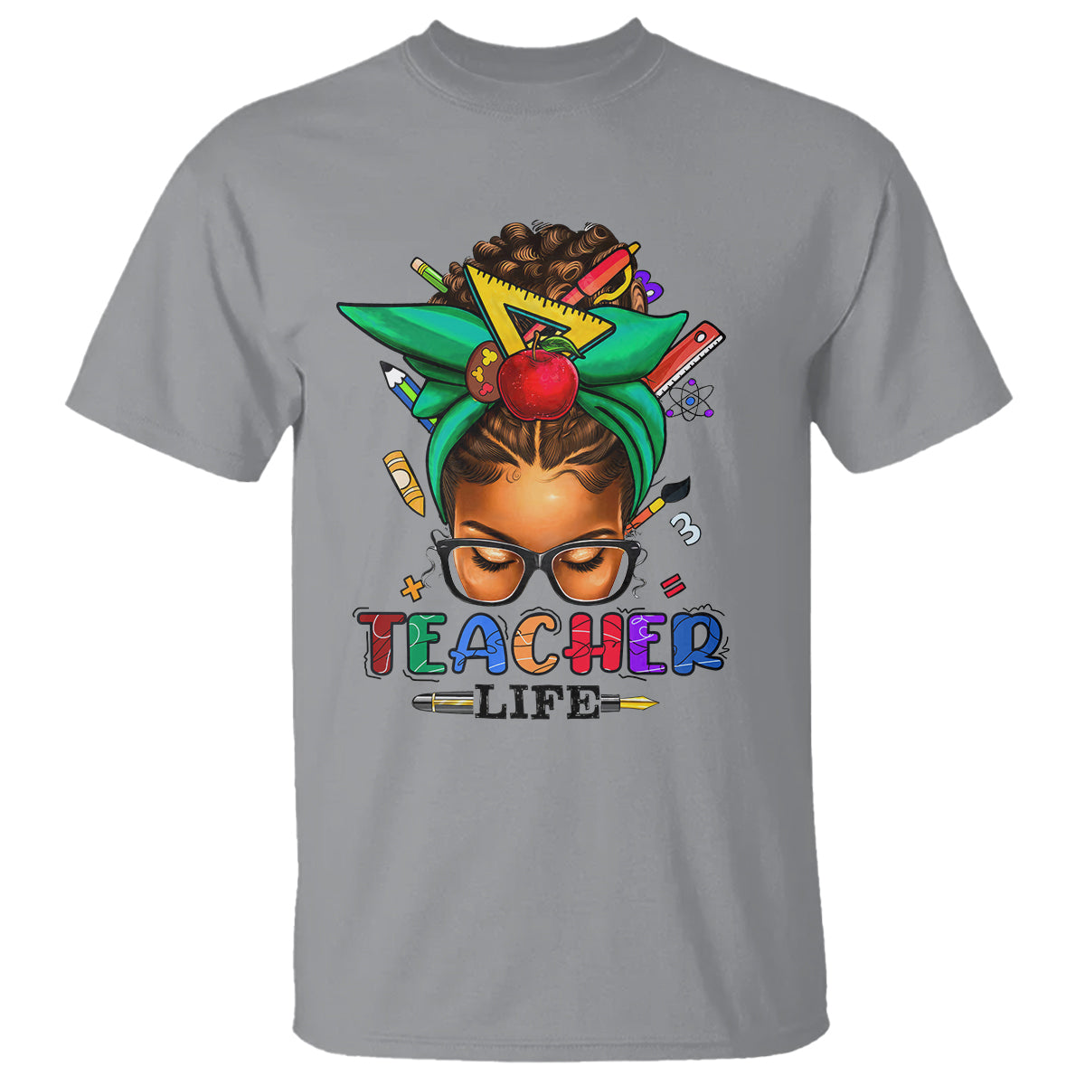 Black Teacher Life Messy Bun African American Educate T Shirt - Wonder Print Shop