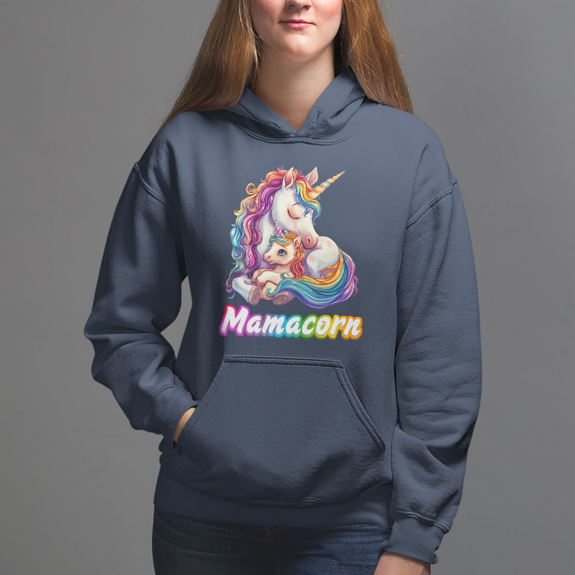 Mother's Day Hoodie Mamacorn Cute Rainbow Unicorn - Wonder Print Shop