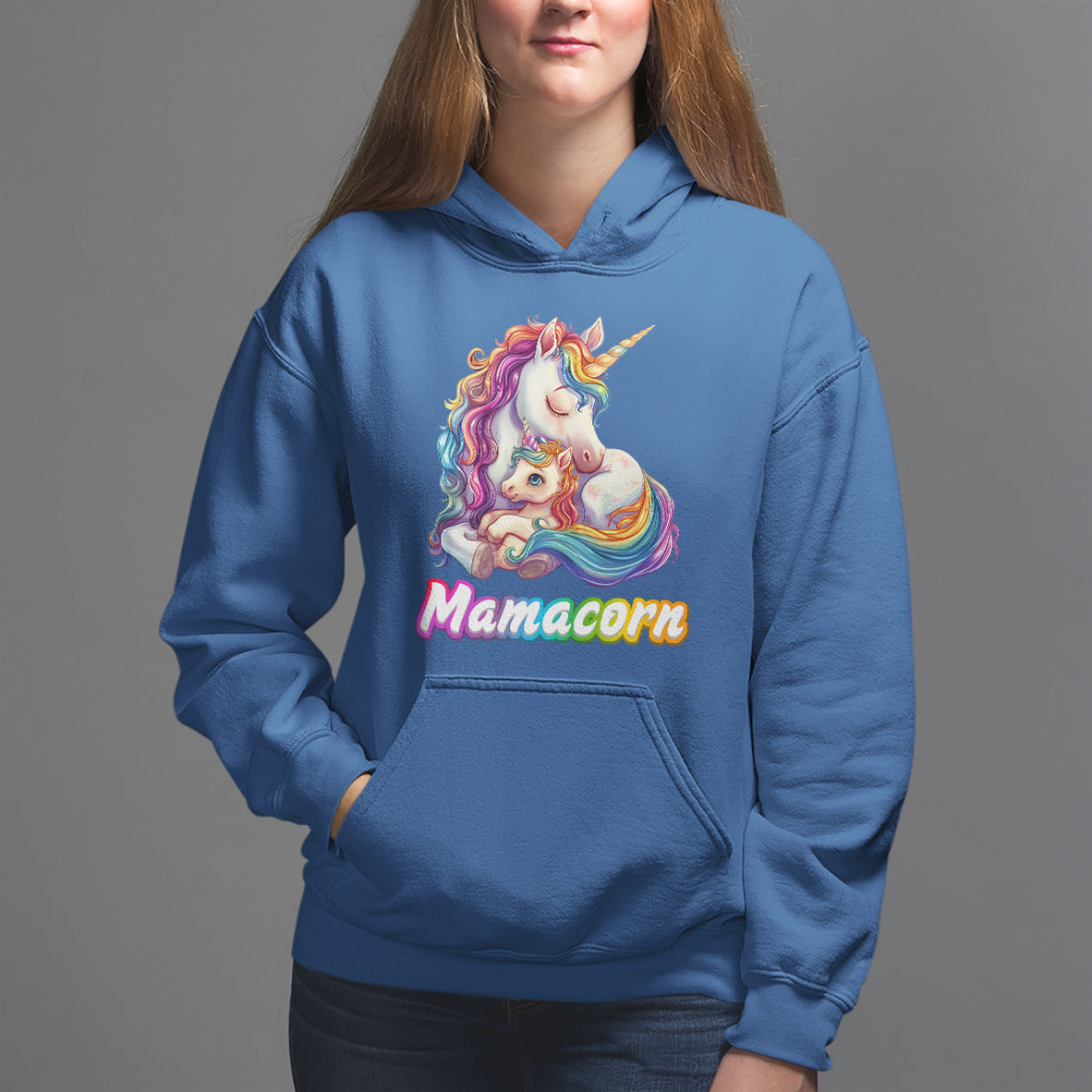 Mother's Day Hoodie Mamacorn Cute Rainbow Unicorn - Wonder Print Shop
