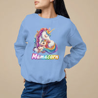 Mother's Day Sweatshirt Mamacorn Cute Rainbow Unicorn - Wonder Print Shop