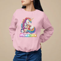 Mother's Day Sweatshirt Mamacorn Cute Rainbow Unicorn - Wonder Print Shop