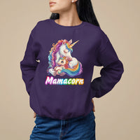 Mother's Day Sweatshirt Mamacorn Cute Rainbow Unicorn - Wonder Print Shop