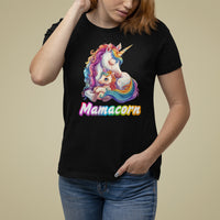 Mother's Day T Shirt For Women Mamacorn Cute Rainbow Unicorn - Wonder Print Shop