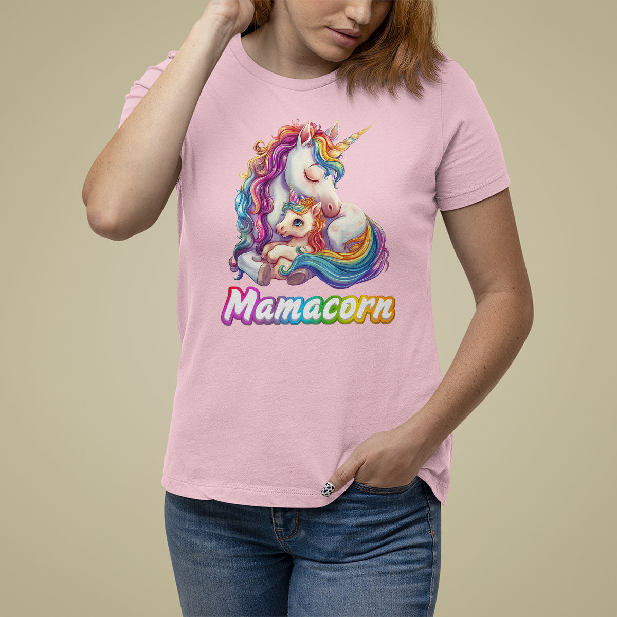 Mother's Day T Shirt For Women Mamacorn Cute Rainbow Unicorn - Wonder Print Shop