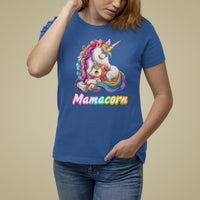 Mother's Day T Shirt For Women Mamacorn Cute Rainbow Unicorn - Wonder Print Shop