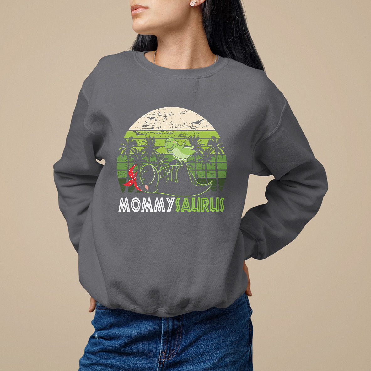 Mother's Day Sweatshirt Mommysaurus Mommy Dinosaur - Wonder Print Shop
