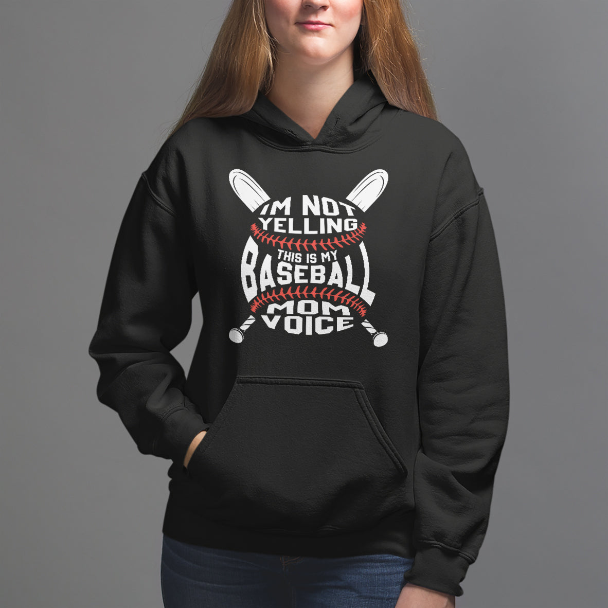 Baseball Mom Hoodie I'm Not Yelling This is My Baseball Nana Voice - Wonder Print Shop