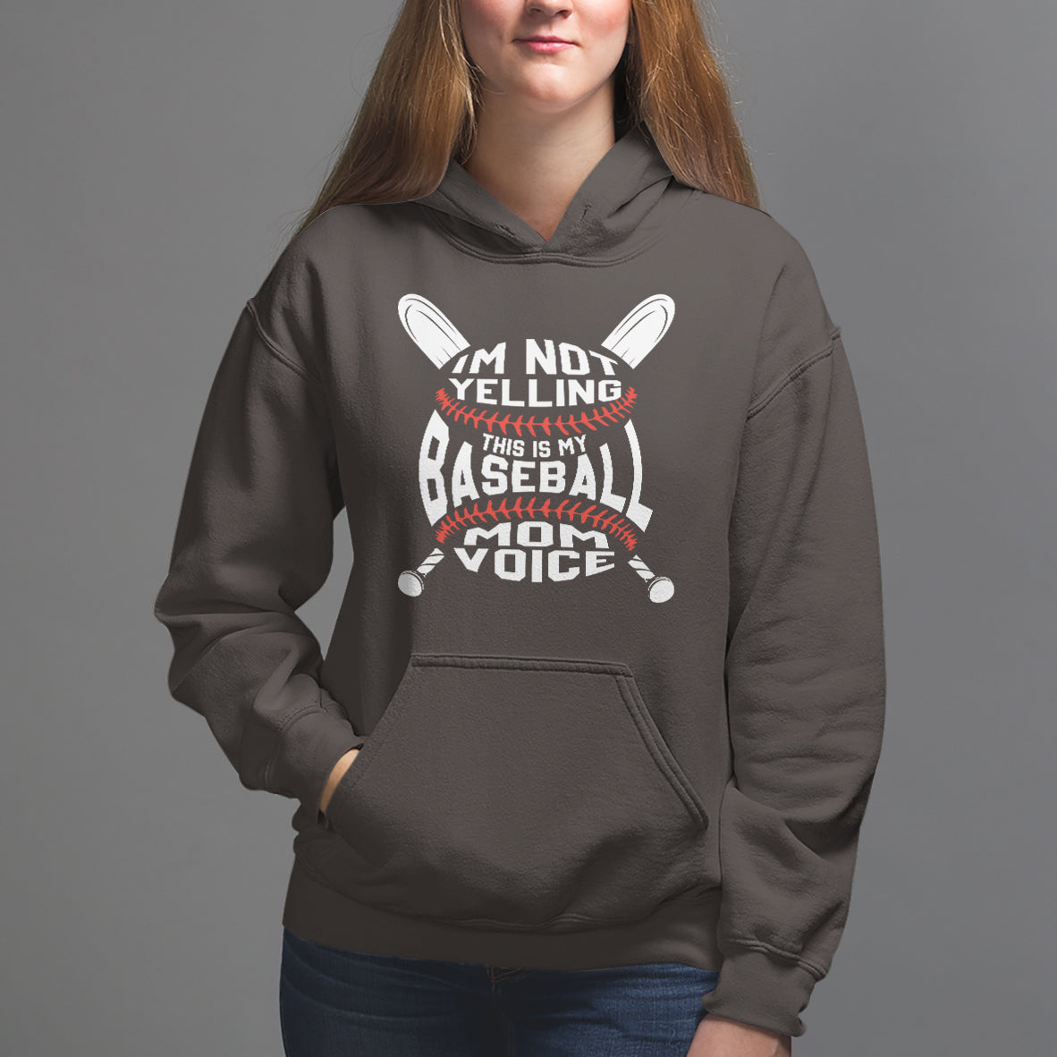 Baseball Mom Hoodie I'm Not Yelling This is My Baseball Nana Voice - Wonder Print Shop