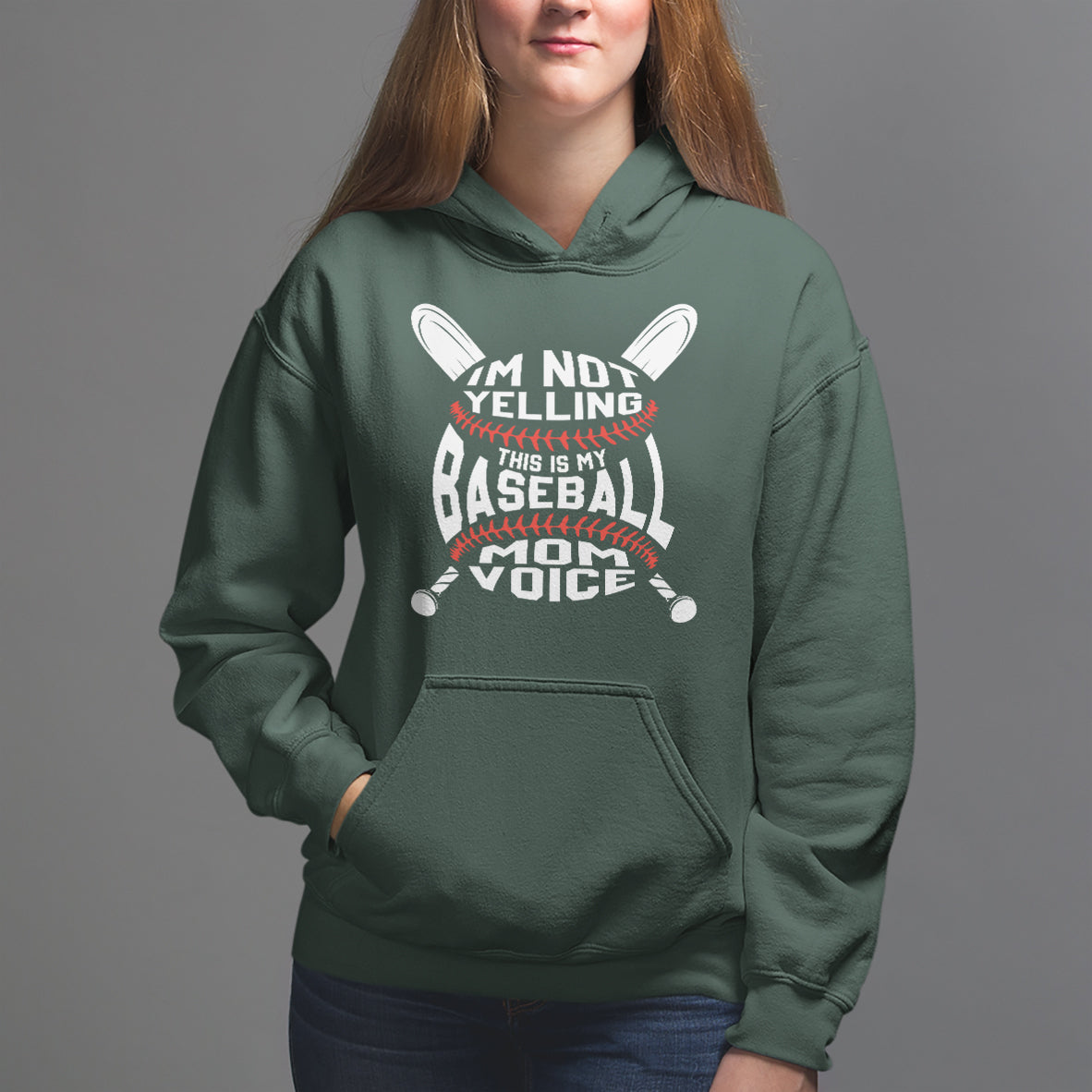 Baseball Mom Hoodie I'm Not Yelling This is My Baseball Nana Voice - Wonder Print Shop