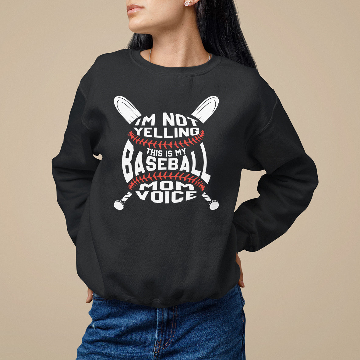 Baseball Mom Sweatshirt I'm Not Yelling This is My Baseball Nana Voice - Wonder Print Shop