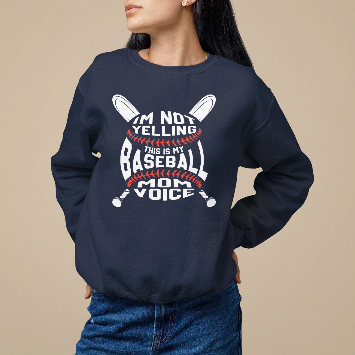 Baseball Mom Sweatshirt I'm Not Yelling This is My Baseball Nana Voice - Wonder Print Shop