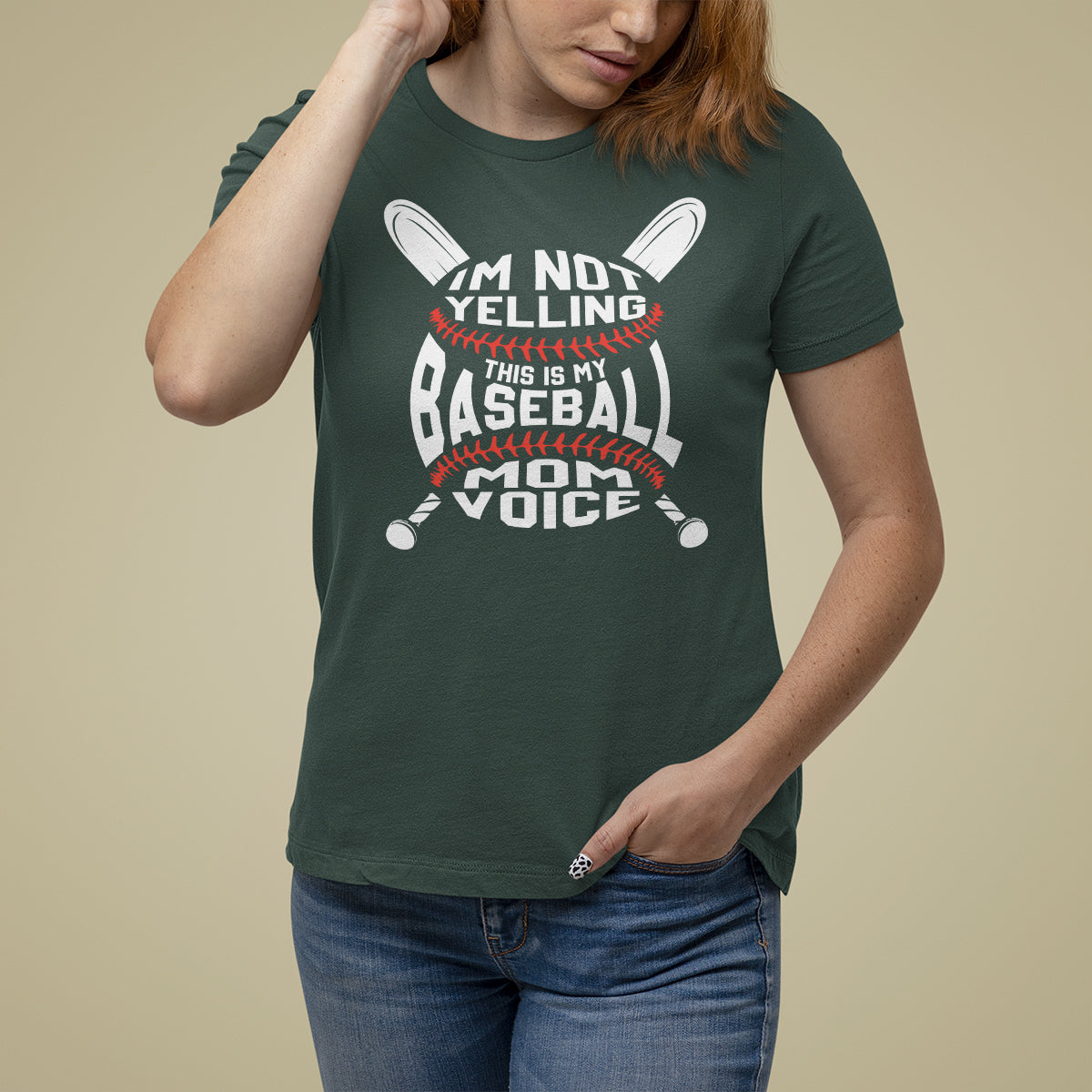 Baseball Mom T Shirt For Women I'm Not Yelling This is My Baseball Nana Voice - Wonder Print Shop