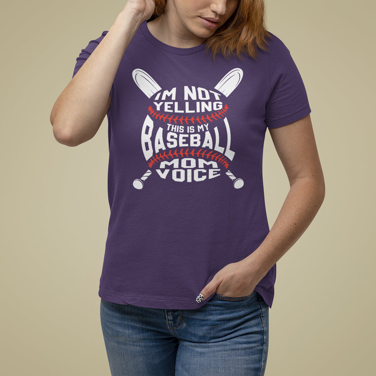 Baseball Mom T Shirt For Women I'm Not Yelling This is My Baseball Nana Voice - Wonder Print Shop