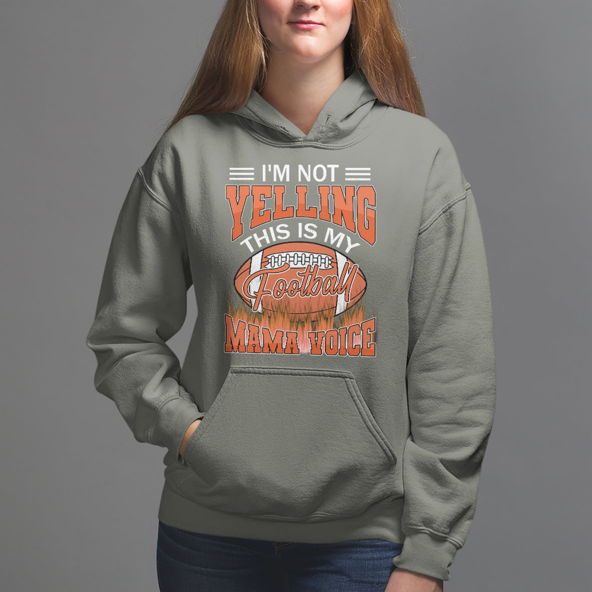 Football Mom Hoodie I'm Not Yelling This is My Football Mama Voice - Wonder Print Shop