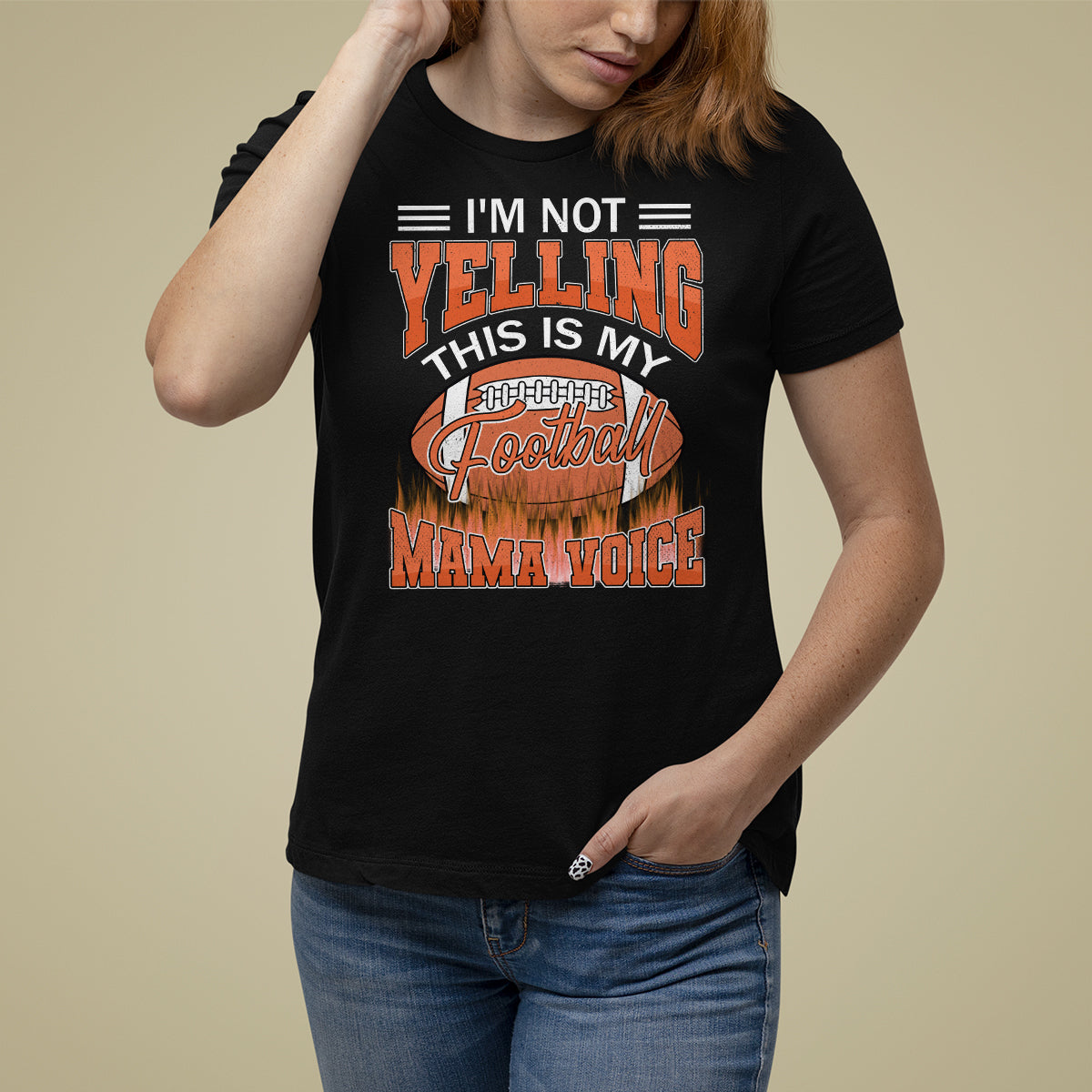 Football Mom T Shirt For Women I'm Not Yelling This is My Football Mama Voice - Wonder Print Shop