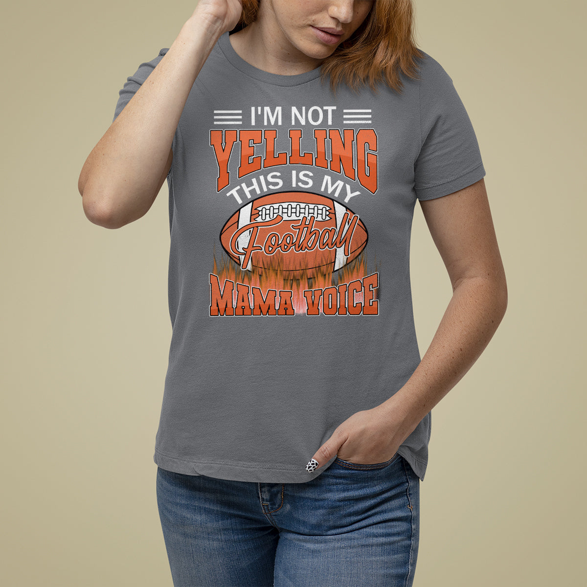 Football Mom T Shirt For Women I'm Not Yelling This is My Football Mama Voice - Wonder Print Shop