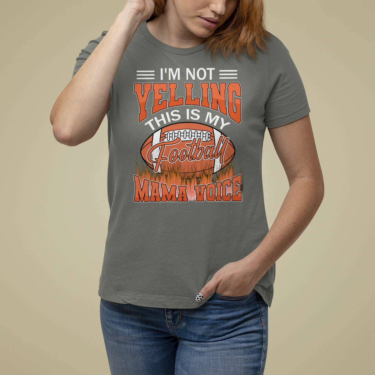Football Mom T Shirt For Women I'm Not Yelling This is My Football Mama Voice - Wonder Print Shop